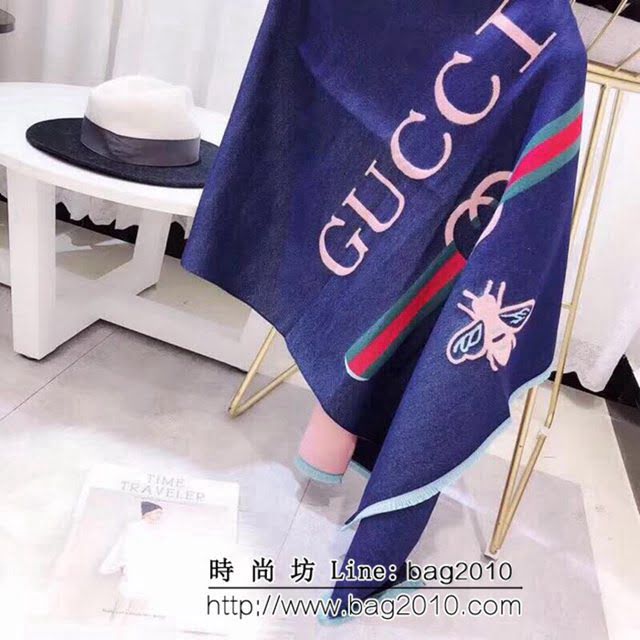 GUCCI古馳 彩須系列 2018秋冬新款系列羊毛混紡圍巾 雙面可用 LLWJ6427